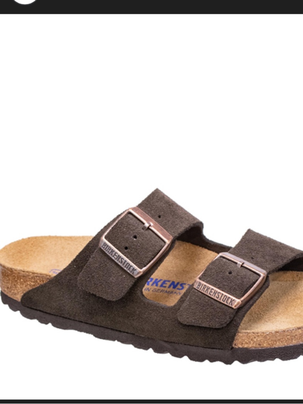 Birkenstock Arizona Moccasin Suede Sandals in Dark Brown with Copper Buckles NWT - Picture 2 of 8